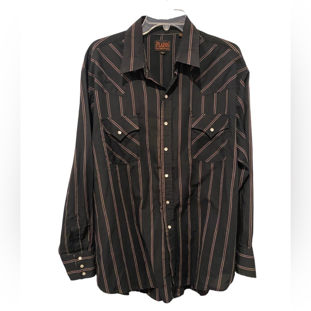 Plains Western Wear Long Sleeve Pearl Snap Shirt XL